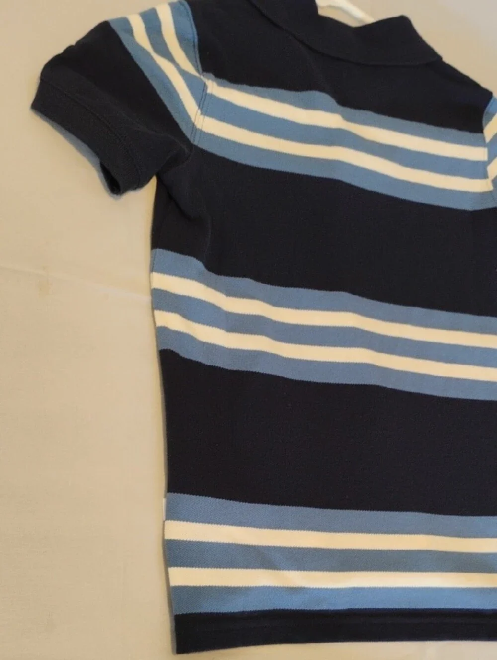 Gap Kids Boys Striped Polo Shirt Short Sleeve Navy Blue White Size S Small 6